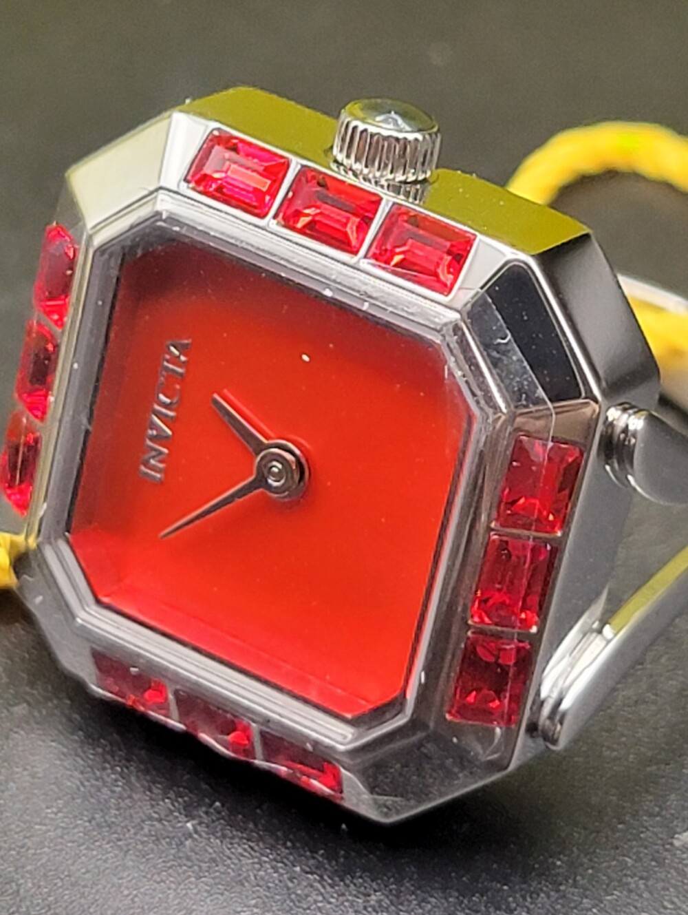 Invicta Mini Angel Women's Adjustable Silver Red Ring Watch 21.5mm. Silver 49582